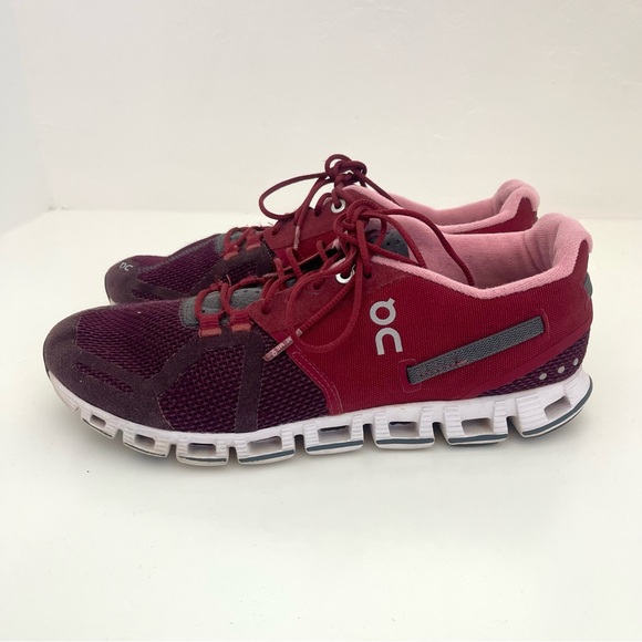 On Running Cloud Maroon Burgundy Pink Sneakers Athletic Tennis Shoes Size 8.5 - Picture 1 of 10